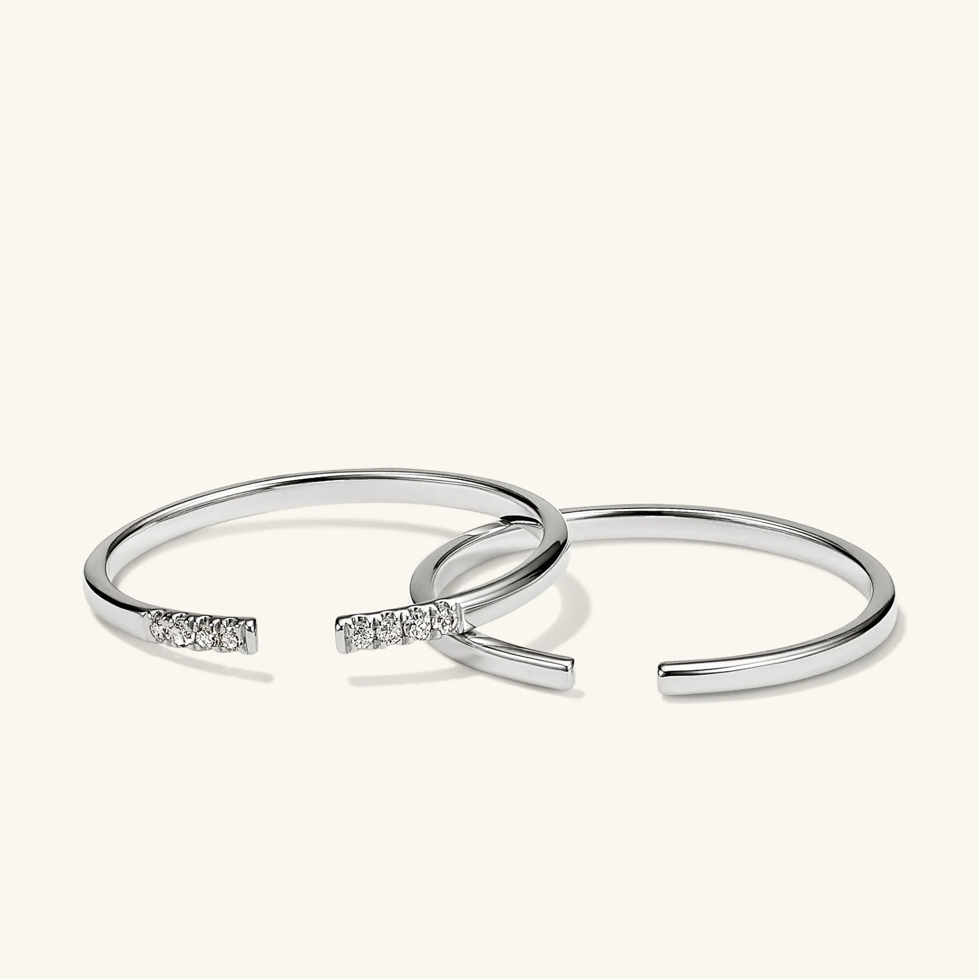 Ringe | Kombinierbare Ringe | Mejuri Beam Open Ring Stacker Set 14kWhiteGold