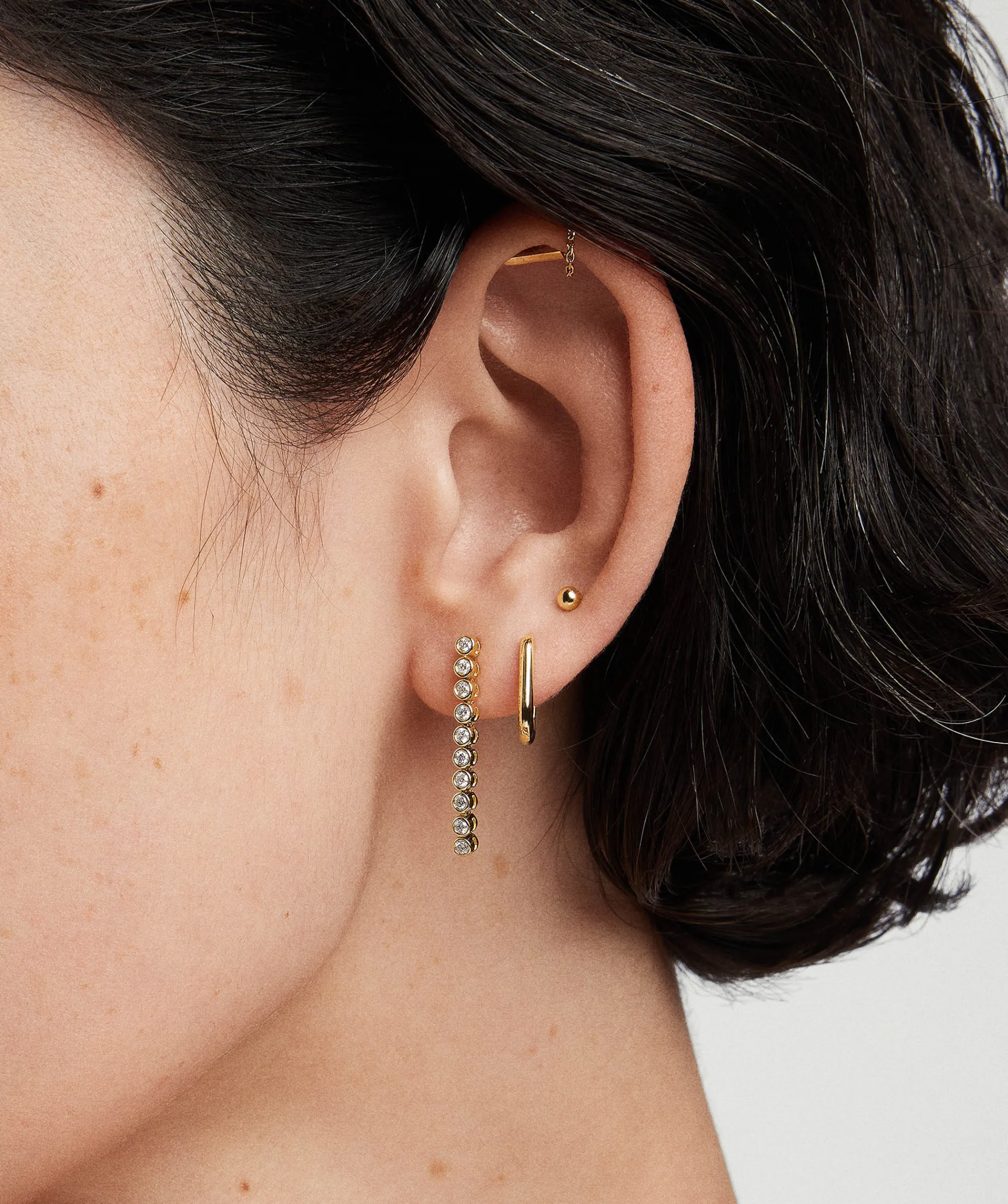 Ohrringe | Ohrhänger | Mejuri Bezel Lab Grown Diamond Tennis Earrings 14kYellowGold