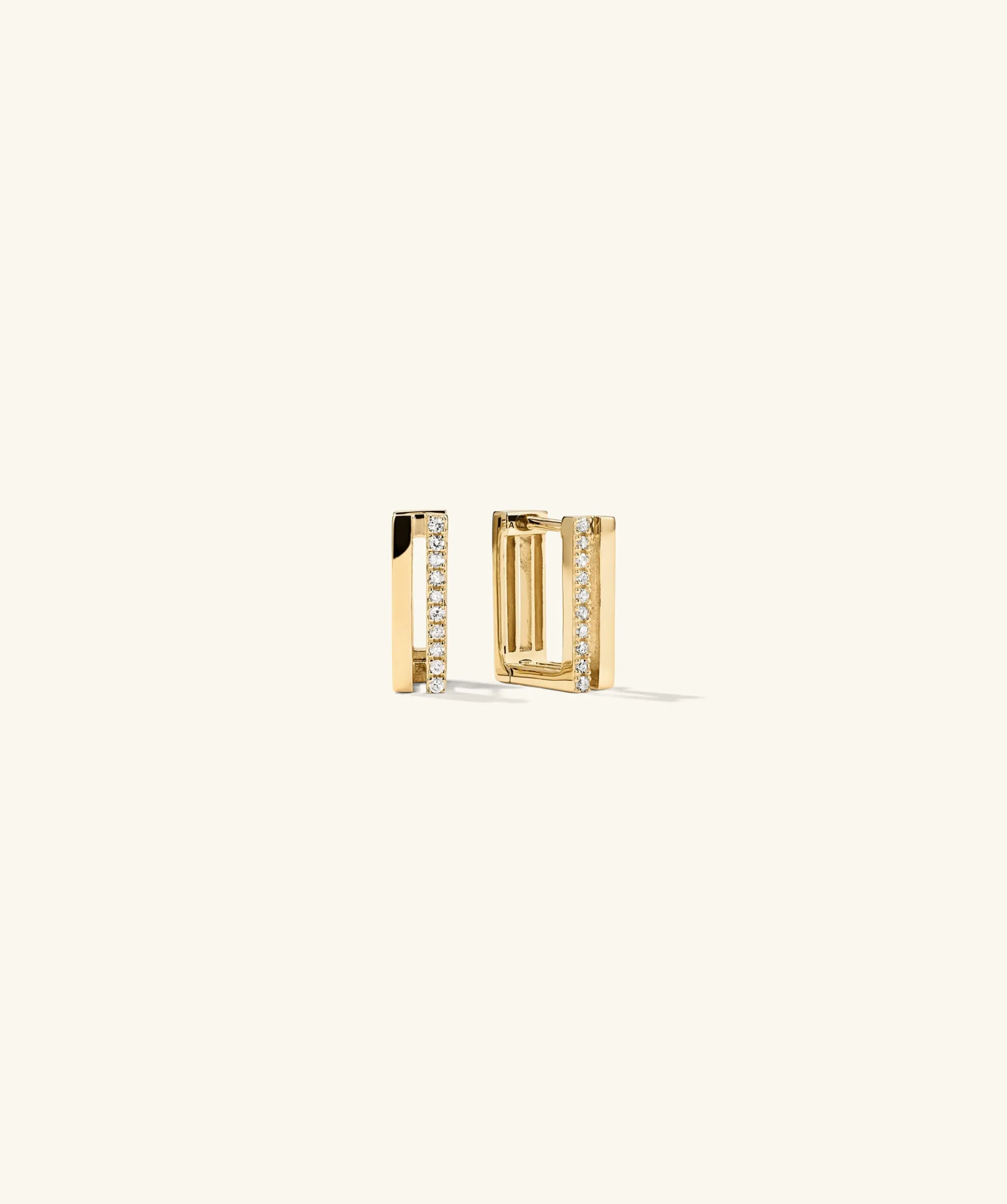 Creolen | Mejuri Block Pavé Diamond Duo Hoops 14kYellowGold