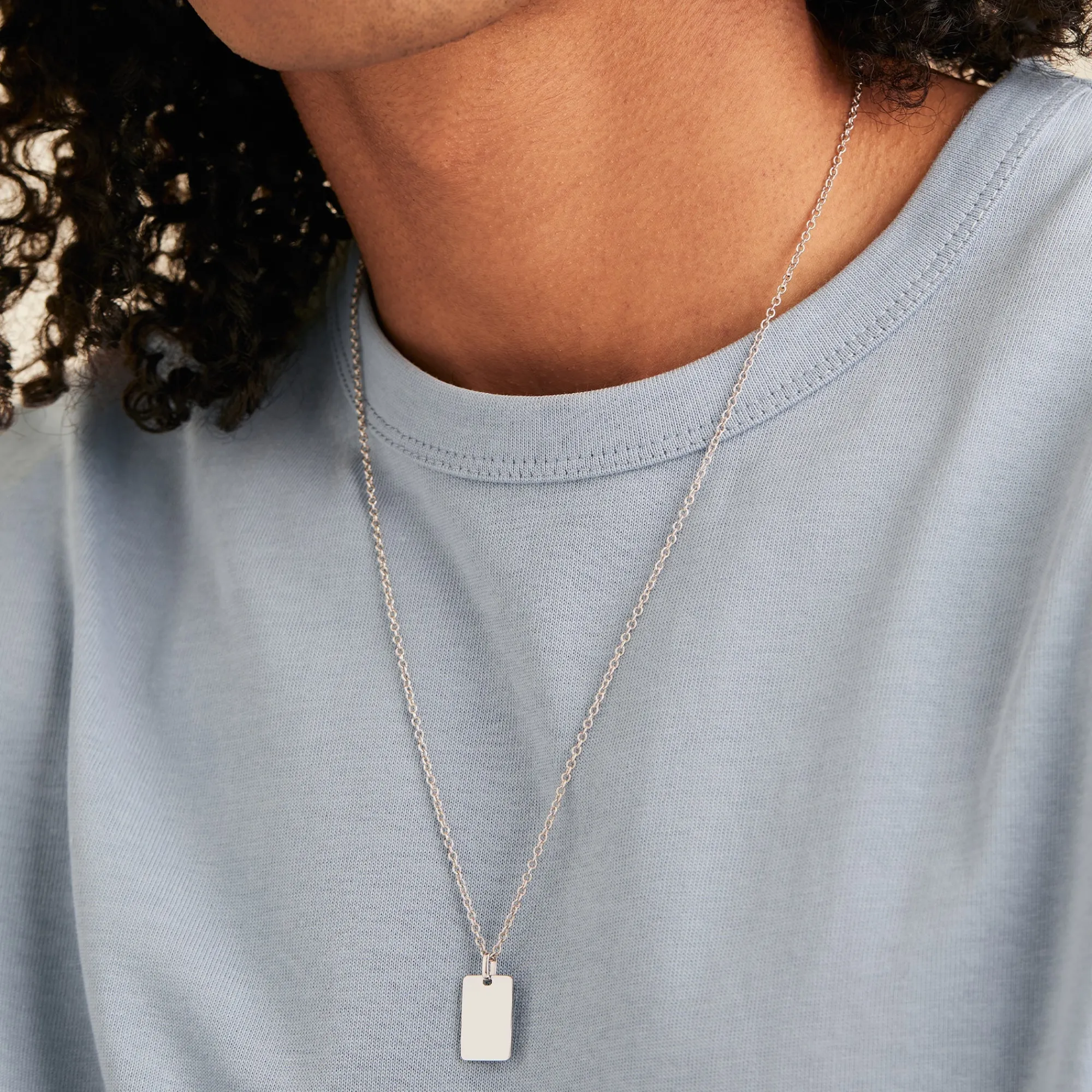 Halsketten | Herren | Mejuri Cable Chain Tag Necklace SterlingSilver