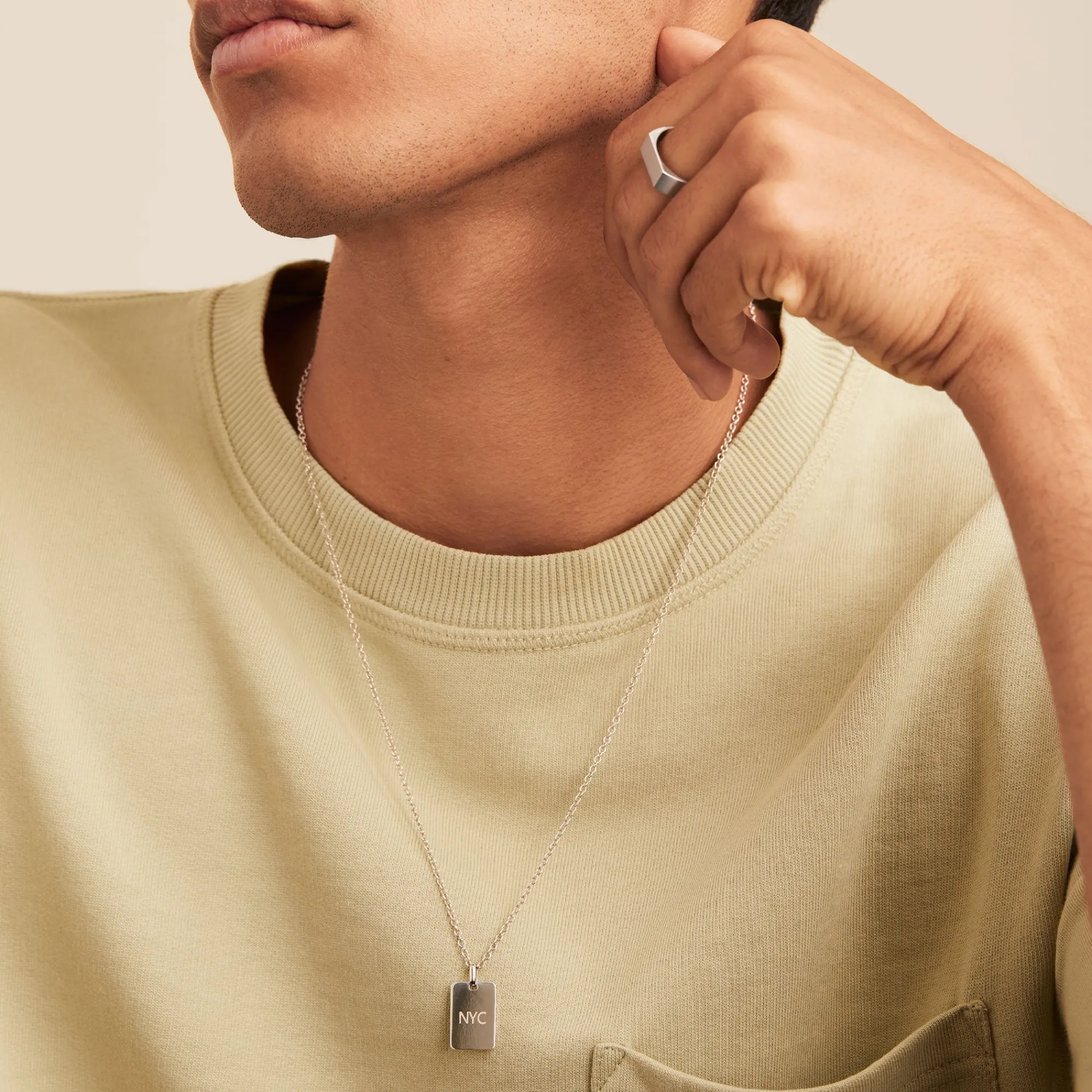 Halsketten | Herren | Mejuri Cable Chain Tag Necklace SterlingSilver