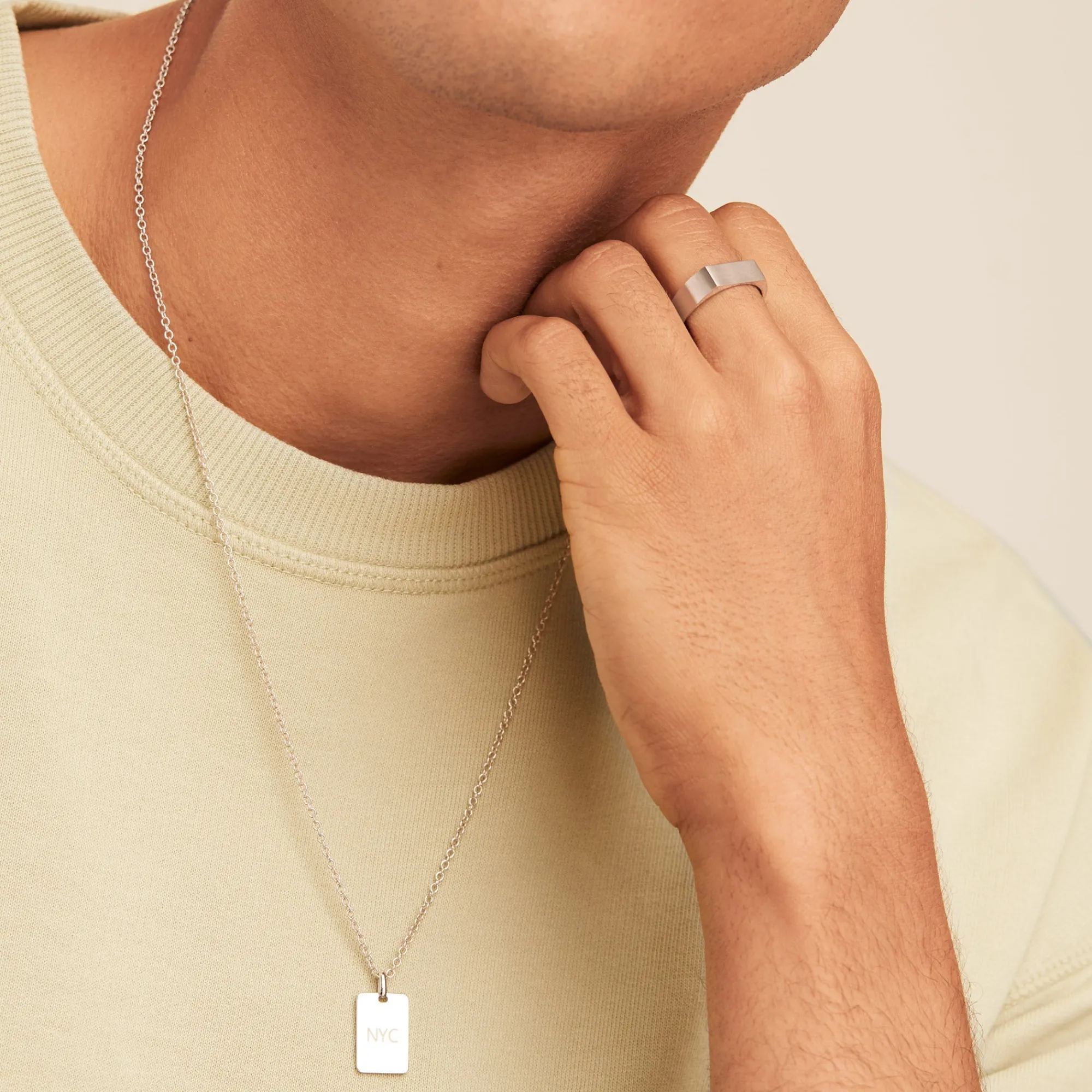 Halsketten | Herren | Mejuri Cable Chain Tag Necklace SterlingSilver