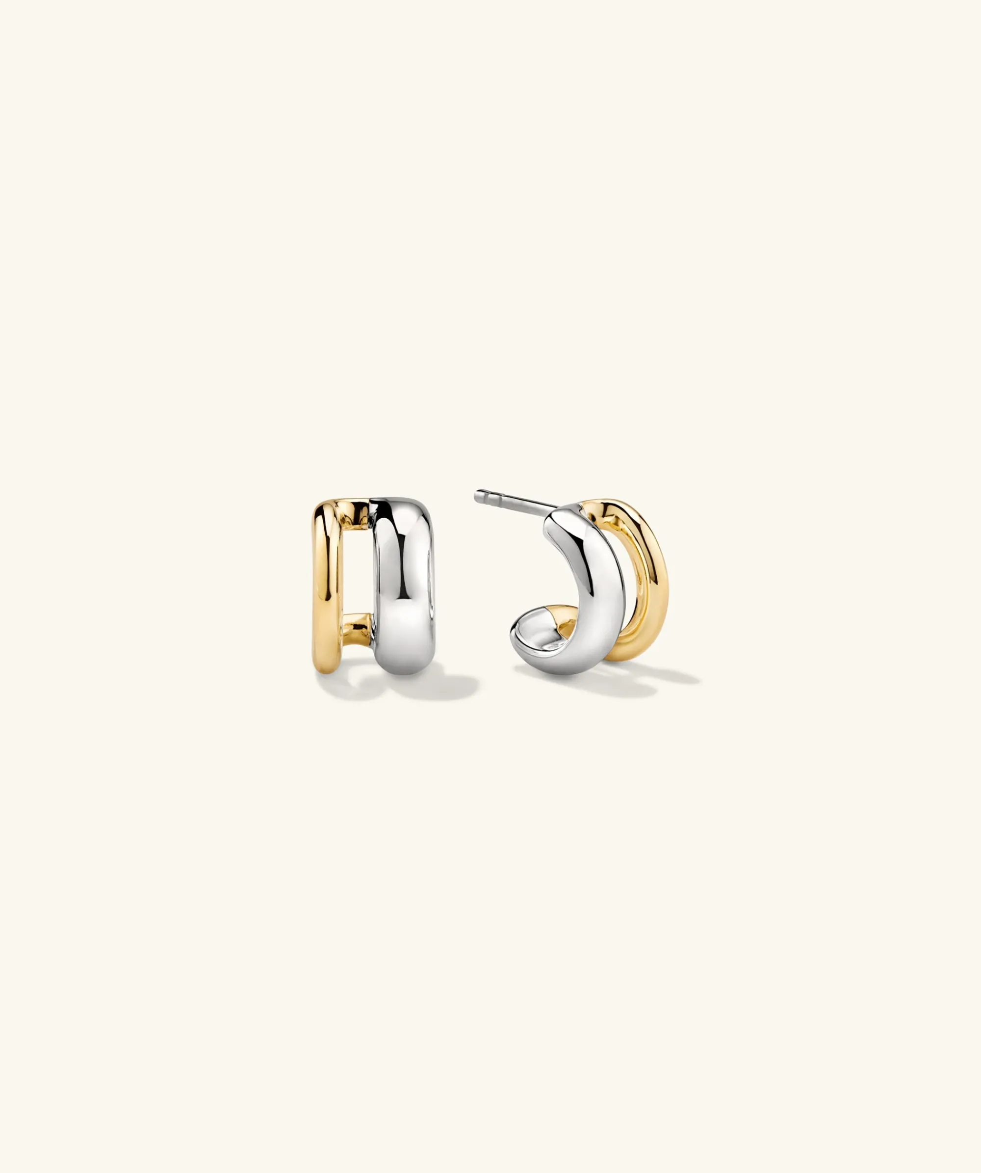 Creolen | Mejuri Duet Mixed Huggie Hoops GoldVermeil,SterlingSilver