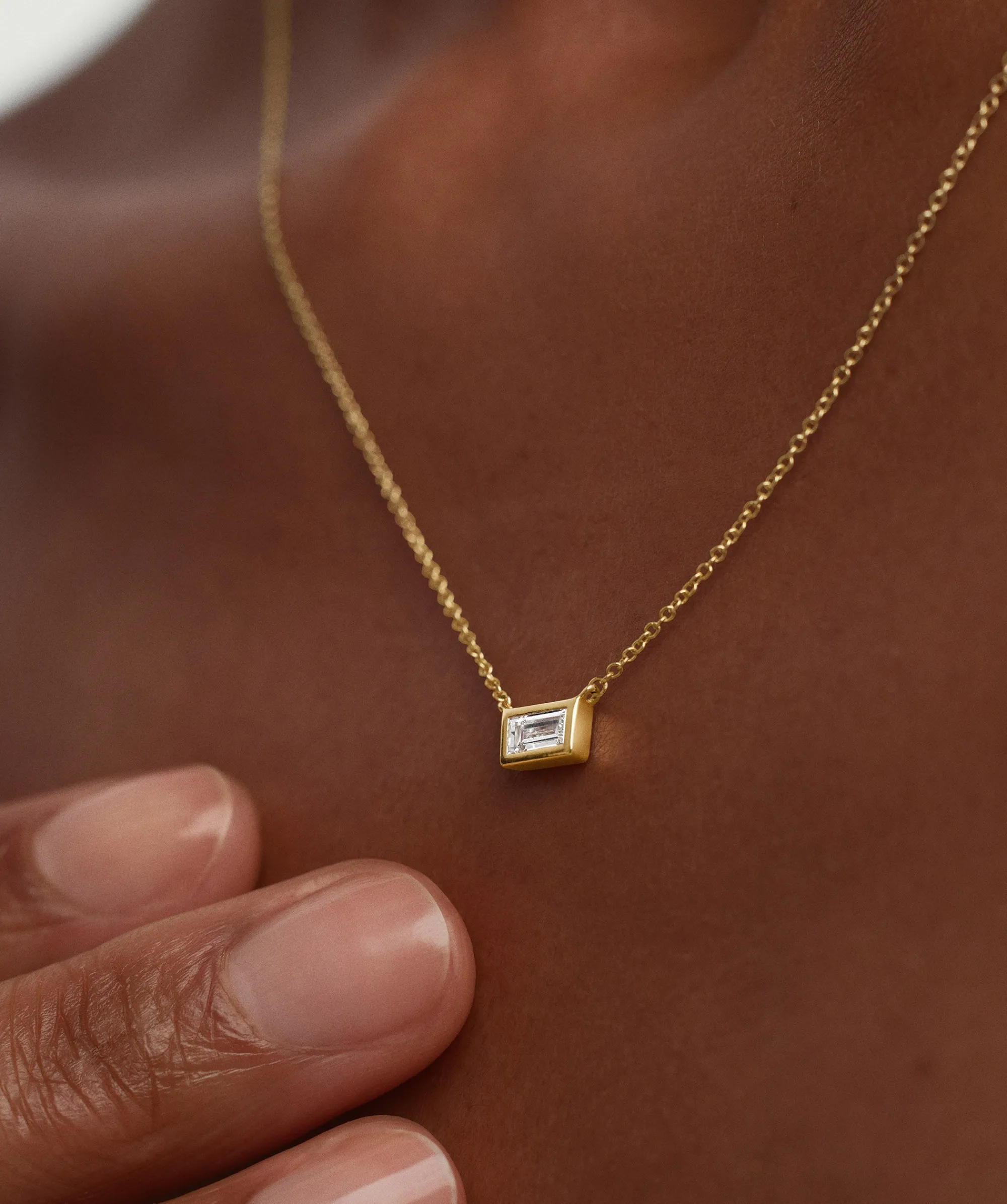 Halsketten | Mejuri Lab Grown Diamond Baguette Necklace 14kYellowGold