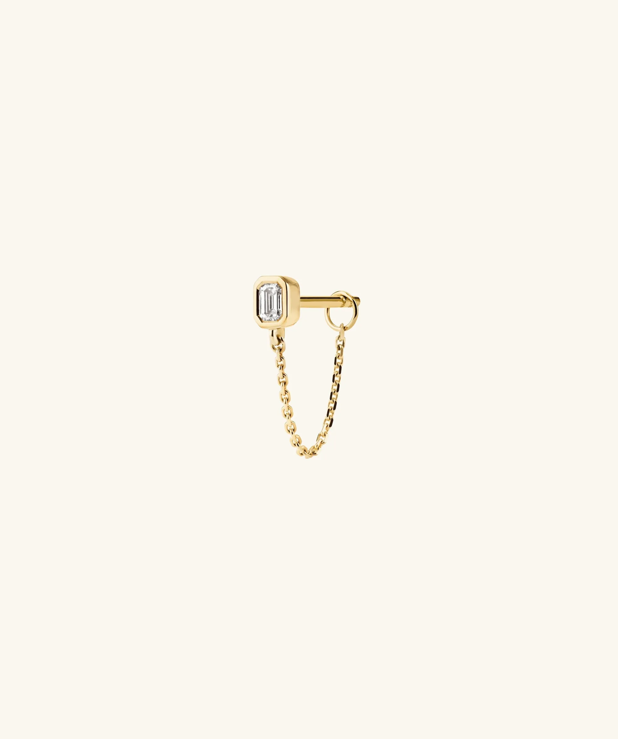 Ohrstecker | Einzelne Ohrringe | Mejuri Lab Grown Diamond Emerald Chain Stud 14kYellowGold