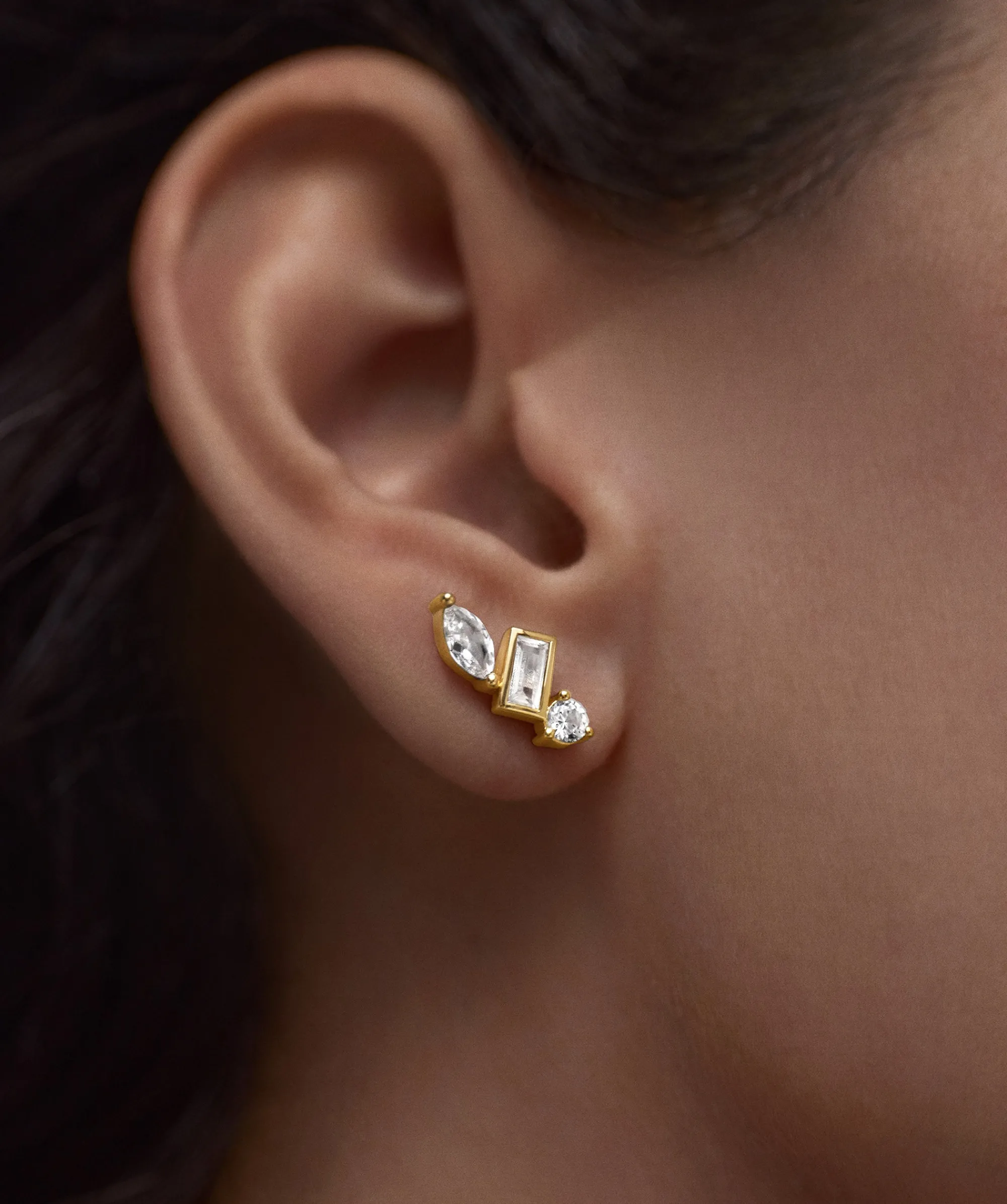 Ohrstecker | Mejuri Lab Grown Sapphire Climber Studs GoldVermeil