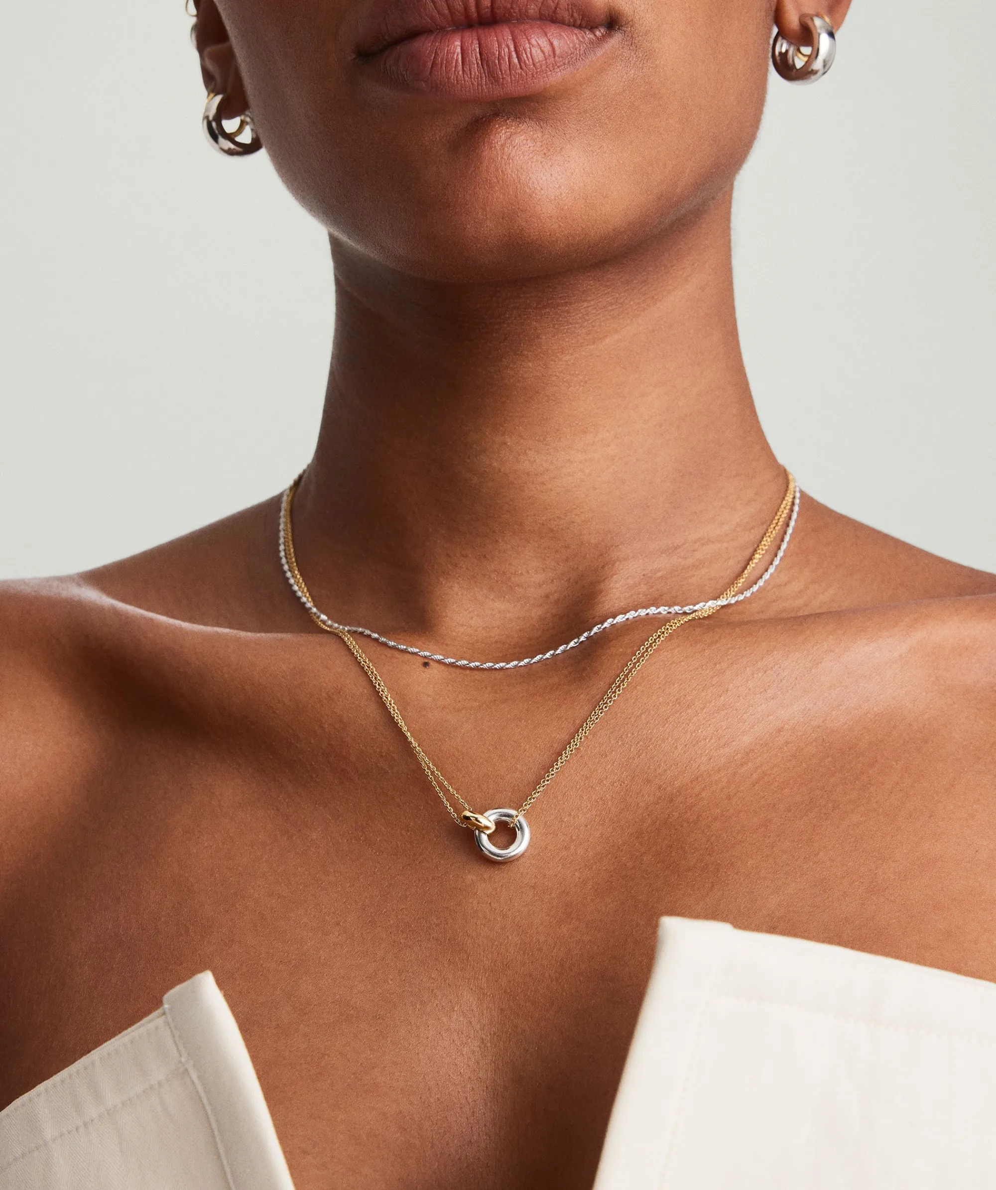 Halsketten | Mejuri Linked Two-Tone Necklace GoldVermeil,SterlingSilver