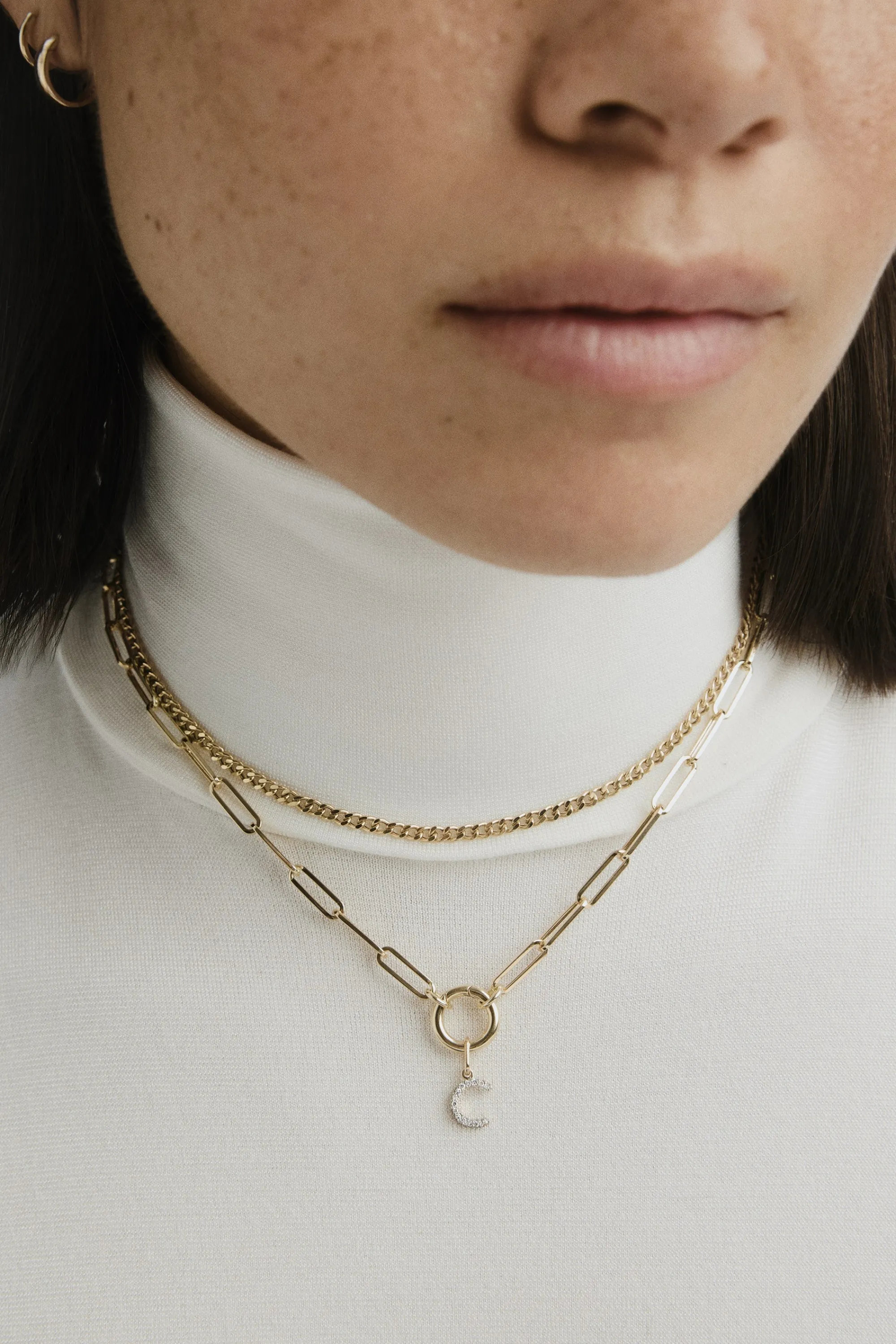 Halsketten | Gliederhalsketten | Mejuri Paperclip Chain Charm Necklace 14kYellowGold