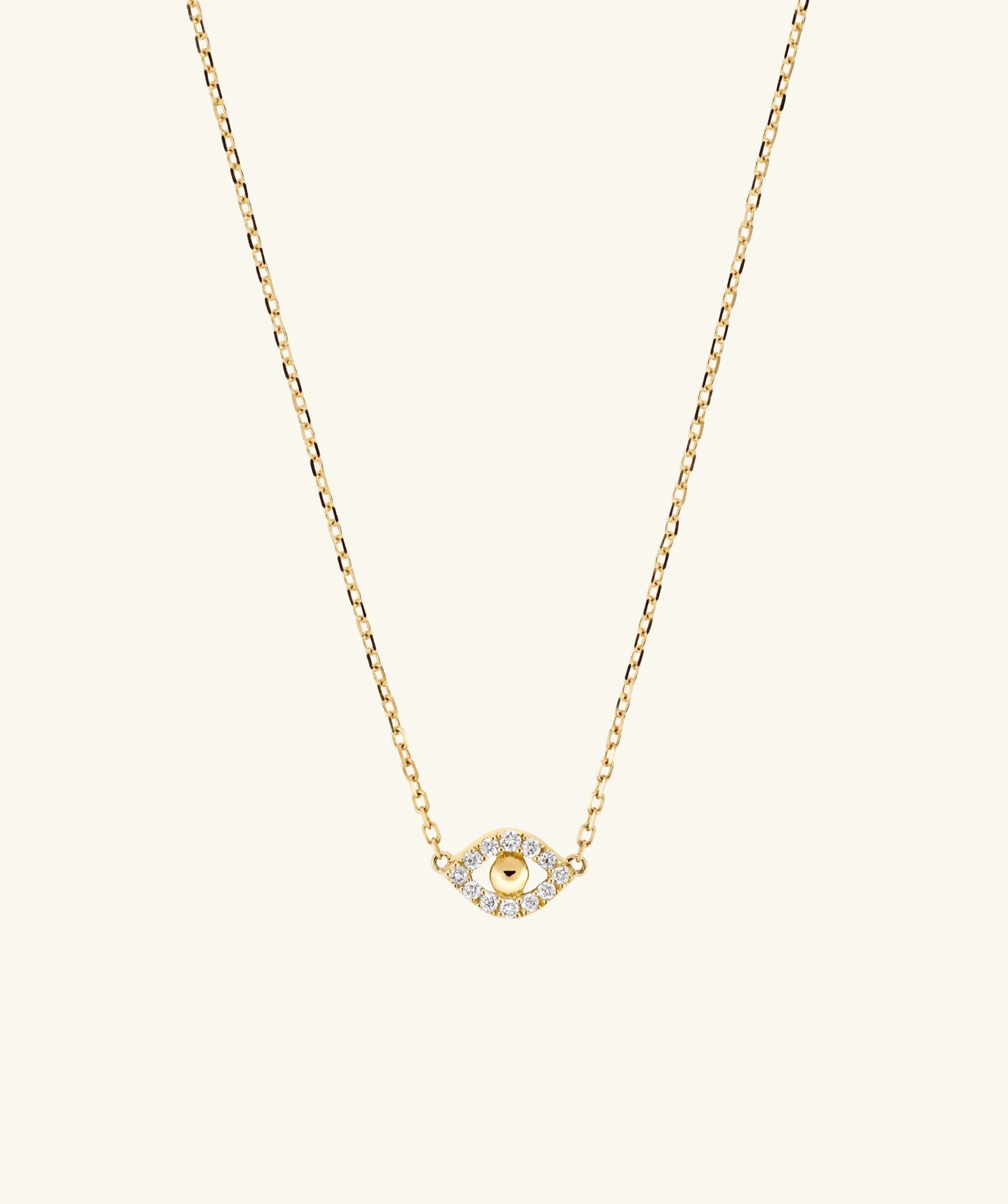 Halsketten | Mejuri Pavé Diamond Evil Eye Necklace 14kYellowGold