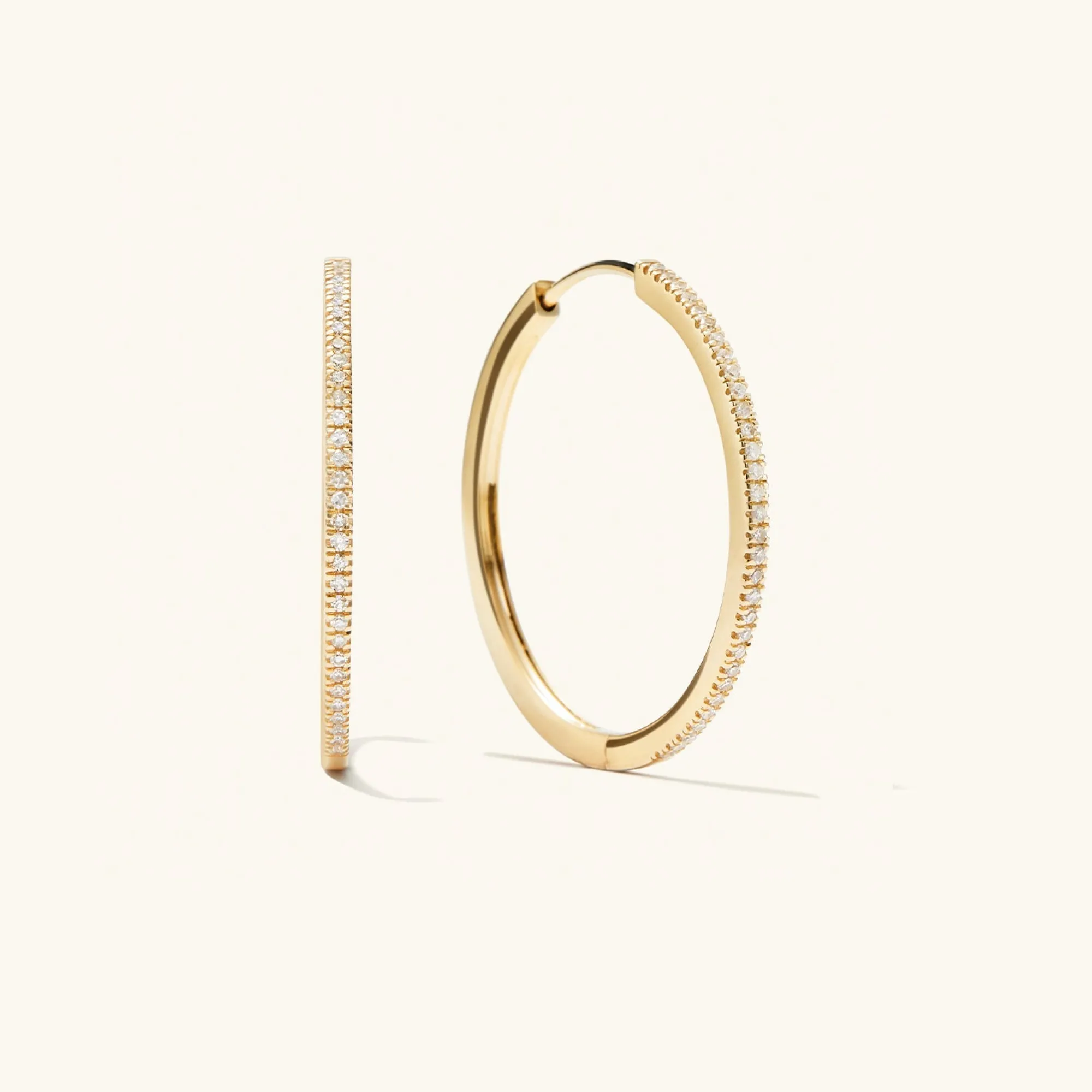 Ohrringe | Creolen | Mejuri Pavé Diamond Large Hoops 14kYellowGold