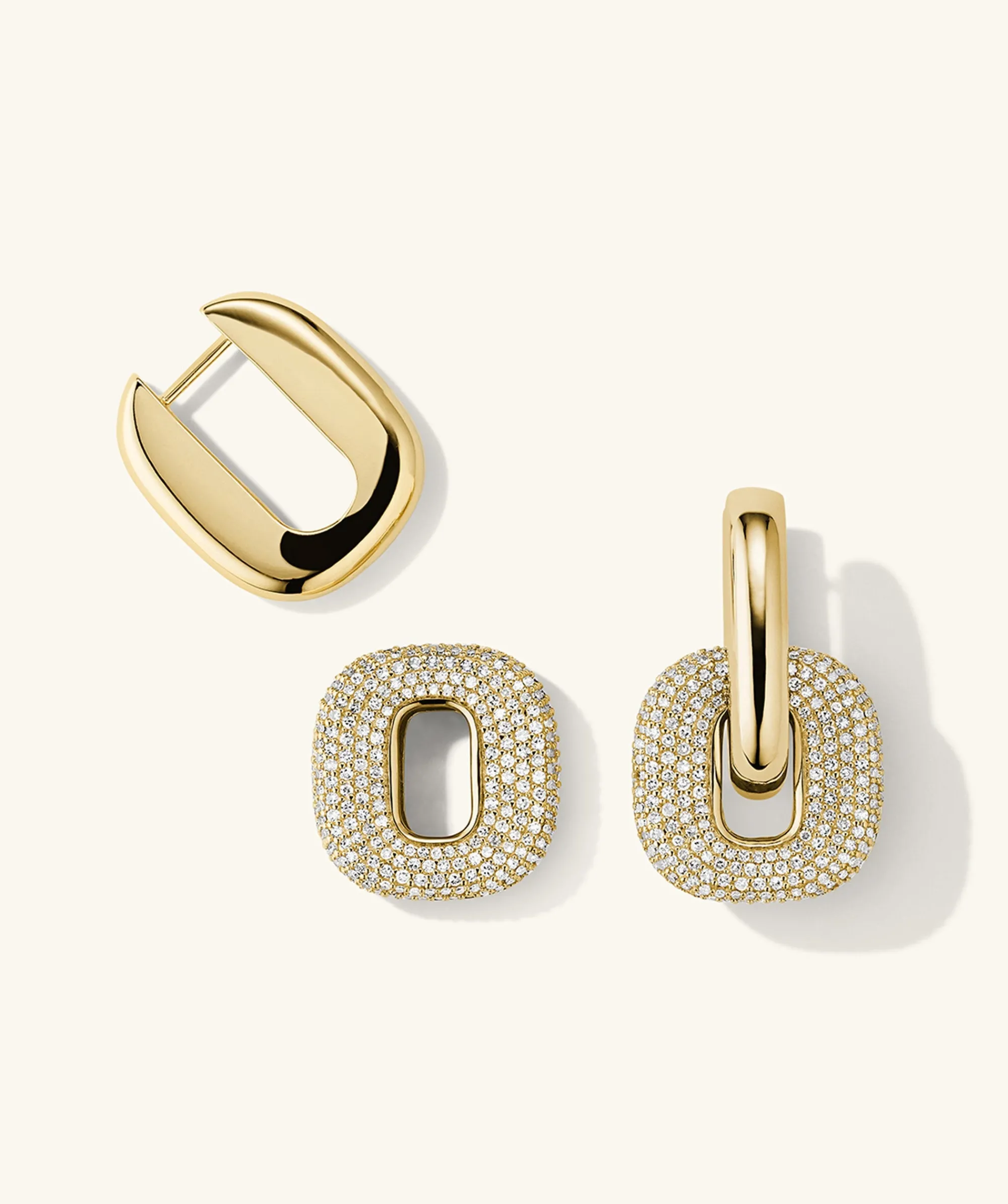 Ohrringe | Creolen | Mejuri Pavé Diamond Stevie Hoops 14kYellowGold