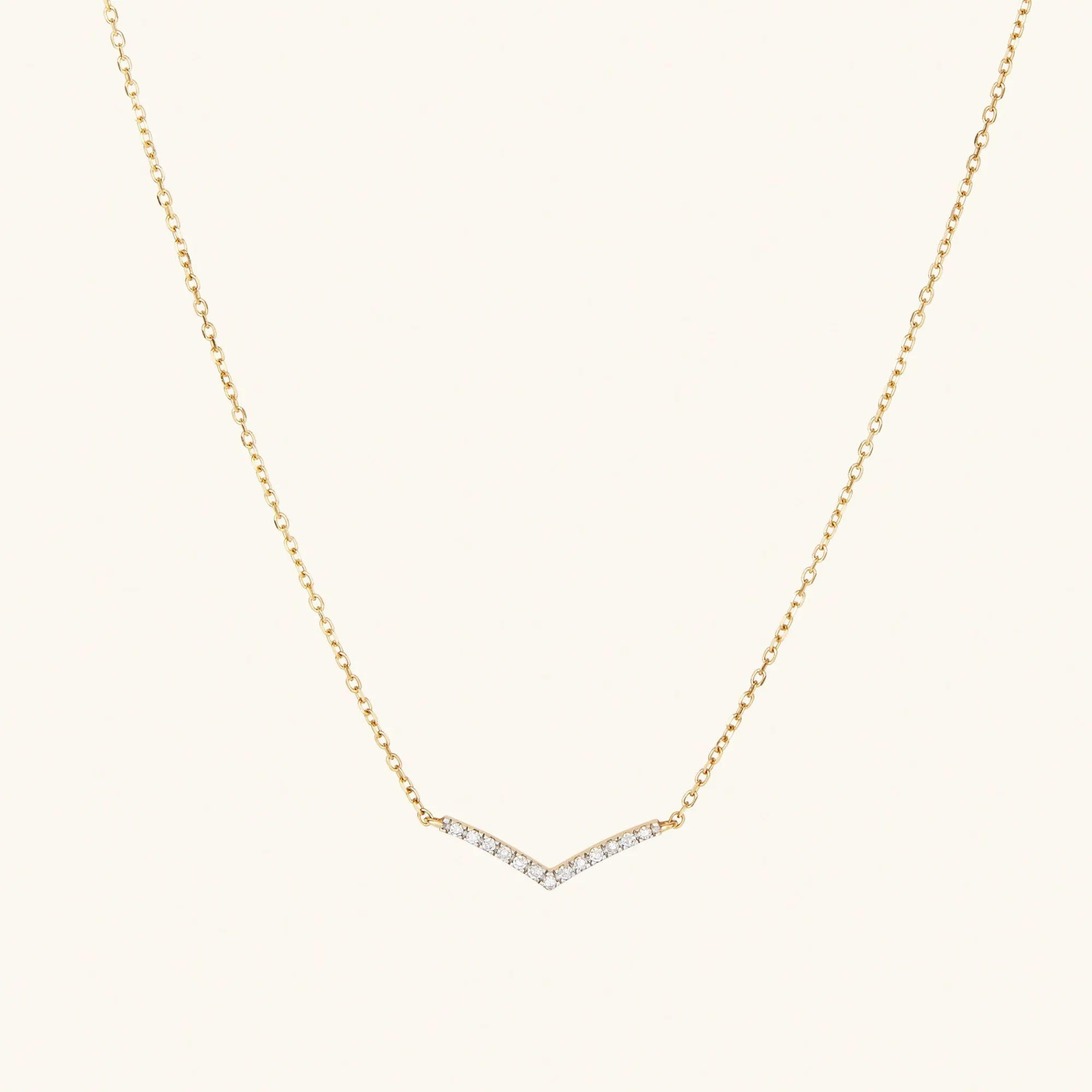 Halsketten | Mejuri Pavé Diamond Wishbone Necklace 14kYellowGold