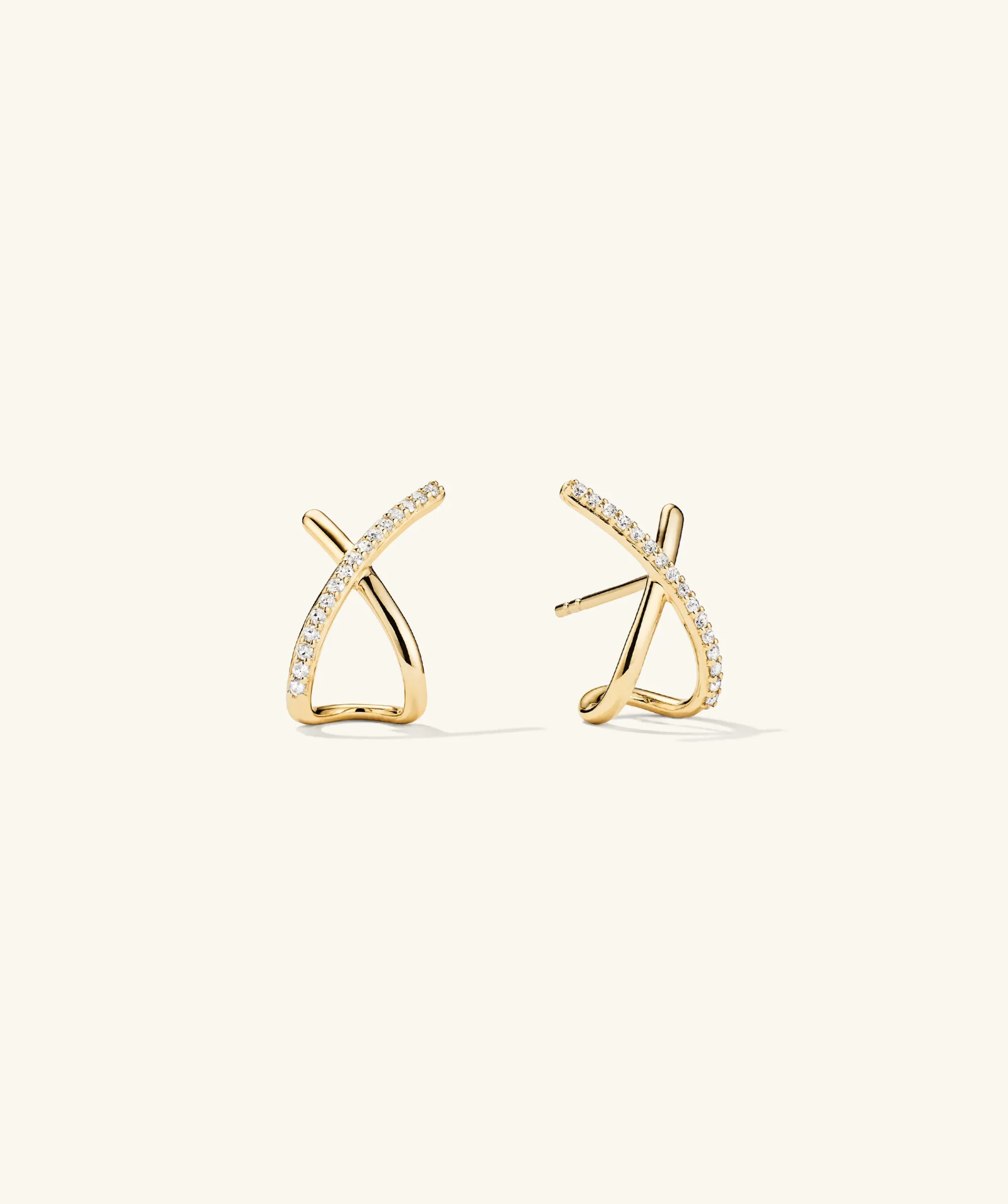 Ohrringe | Ohrstecker | Mejuri Pavé Diamond X Oversized Studs 14kYellowGold