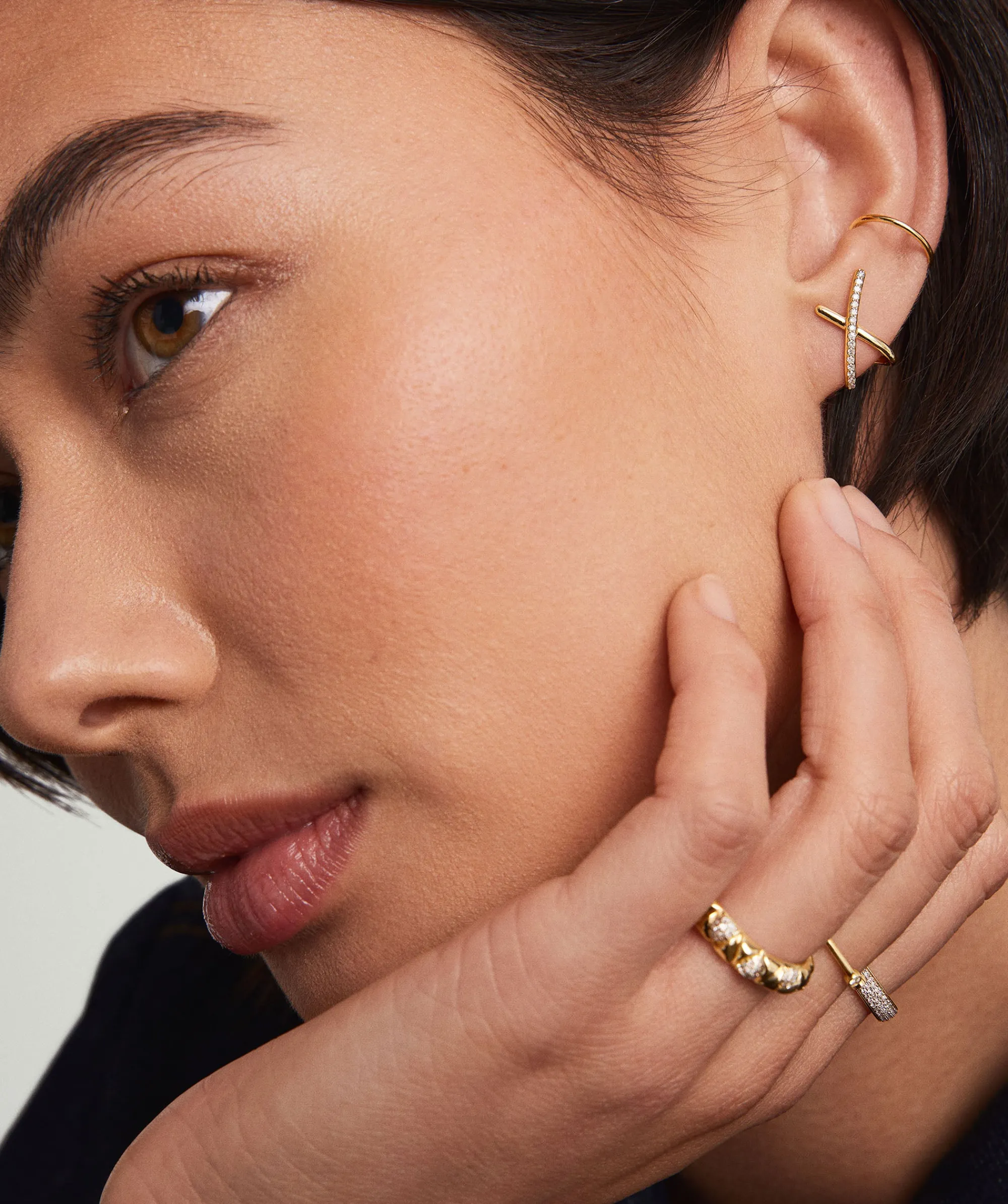 Ohrringe | Ohrstecker | Mejuri Pavé Diamond X Oversized Studs 14kYellowGold