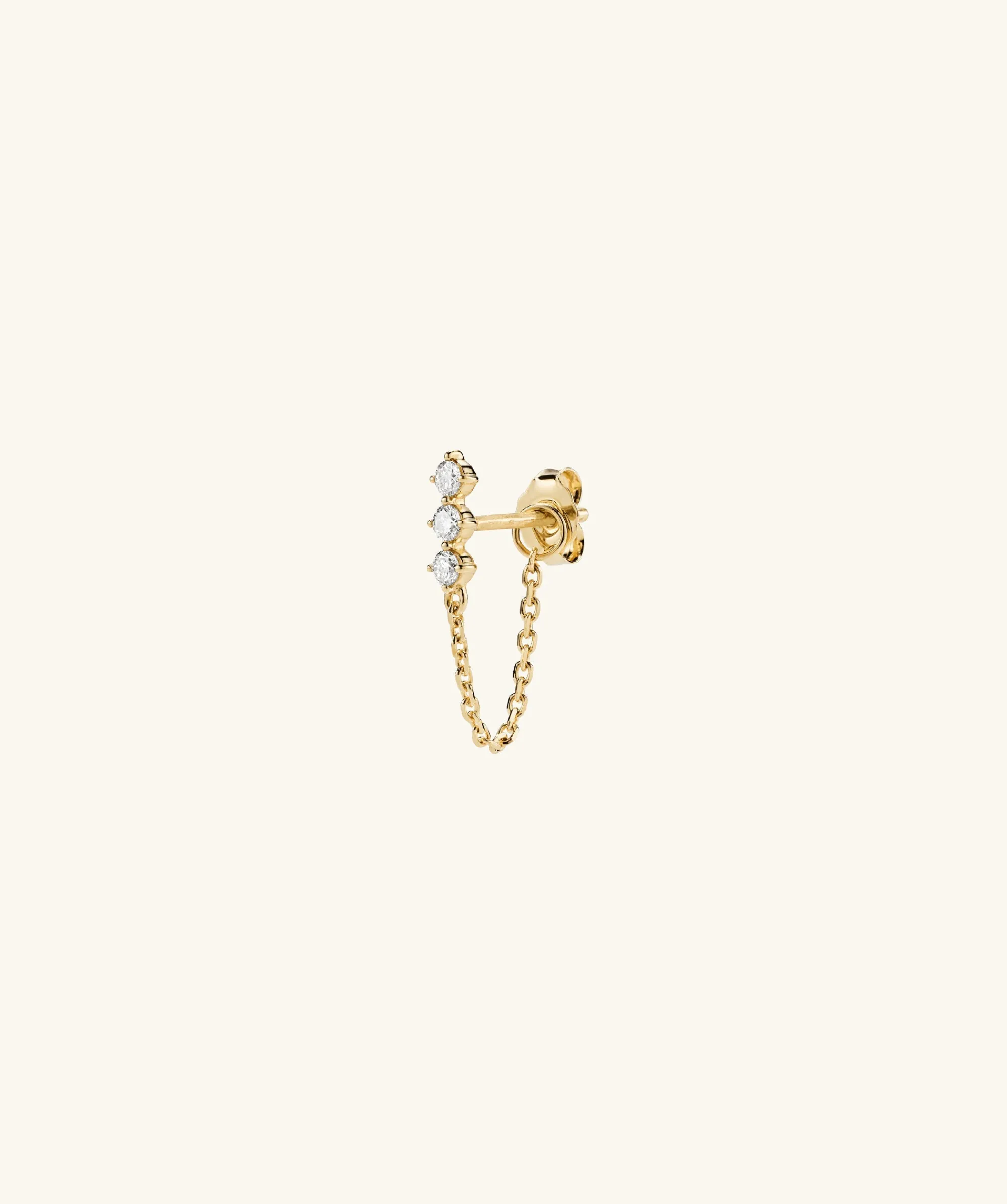 Ohrstecker | Einzelne Ohrringe | Mejuri Single Diamond Trio Chain Stud 14kYellowGold