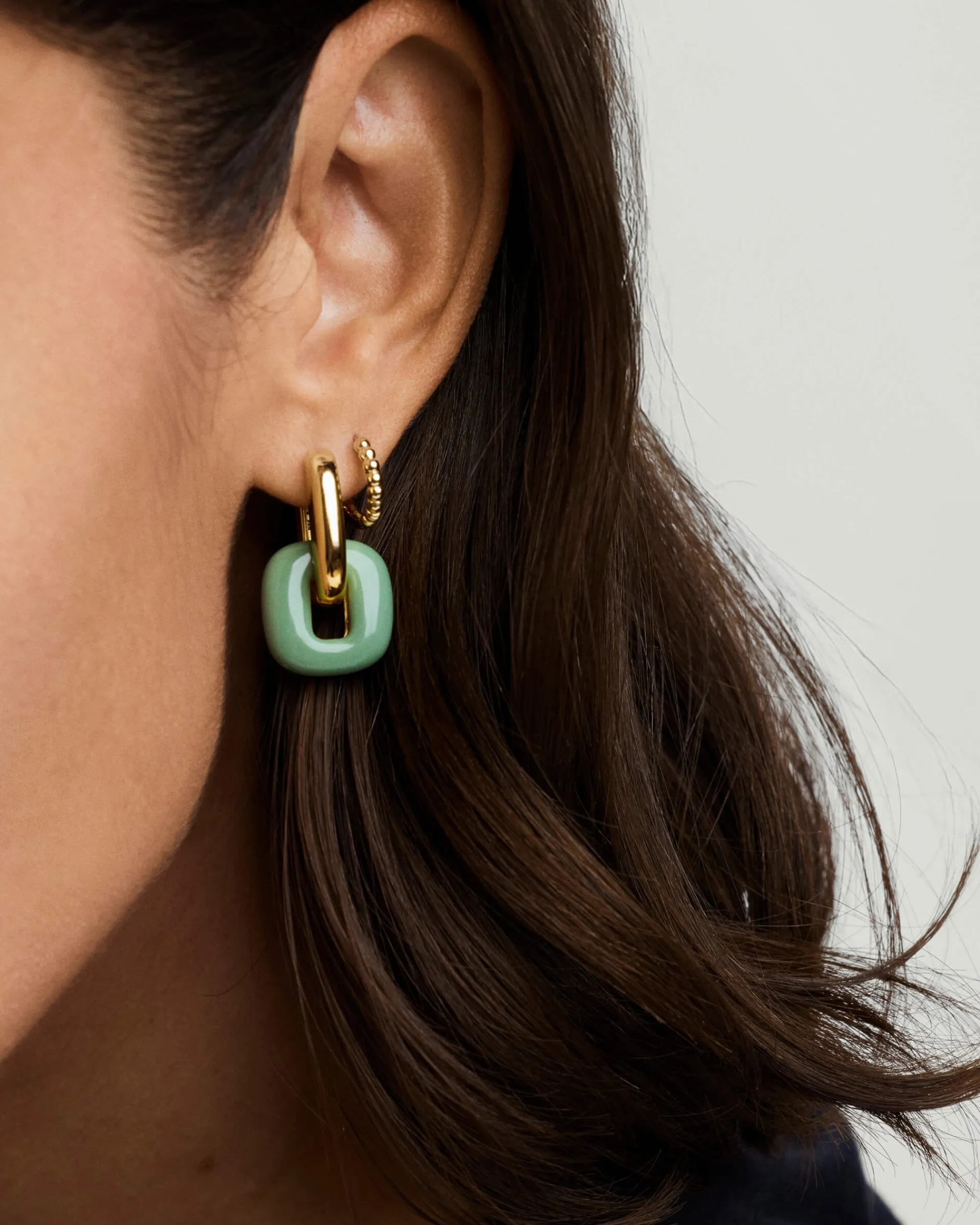 Creolenanhänger | Mejuri Stevie Hoop Links GoldVermeil,PistachioEnamel